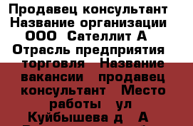 Продавец-консультант › Название организации ­ ООО “Сателлит-А“ › Отрасль предприятия ­ торговля › Название вакансии ­ продавец-консультант › Место работы ­ ул. Куйбышева д.24А - Владимирская обл., Владимир г. Работа » Вакансии   . Владимирская обл.,Владимир г.